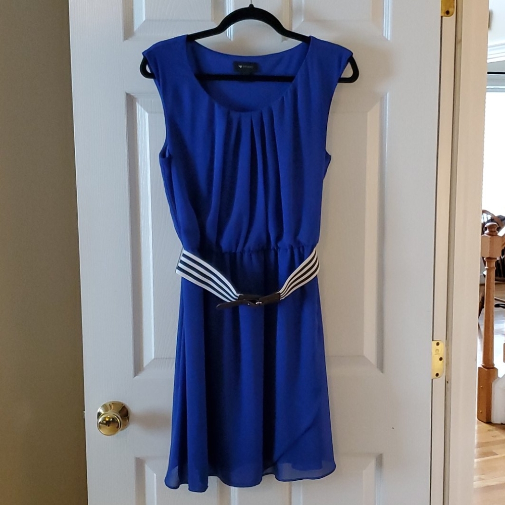 AB Studio blue dress w/ stretch belt